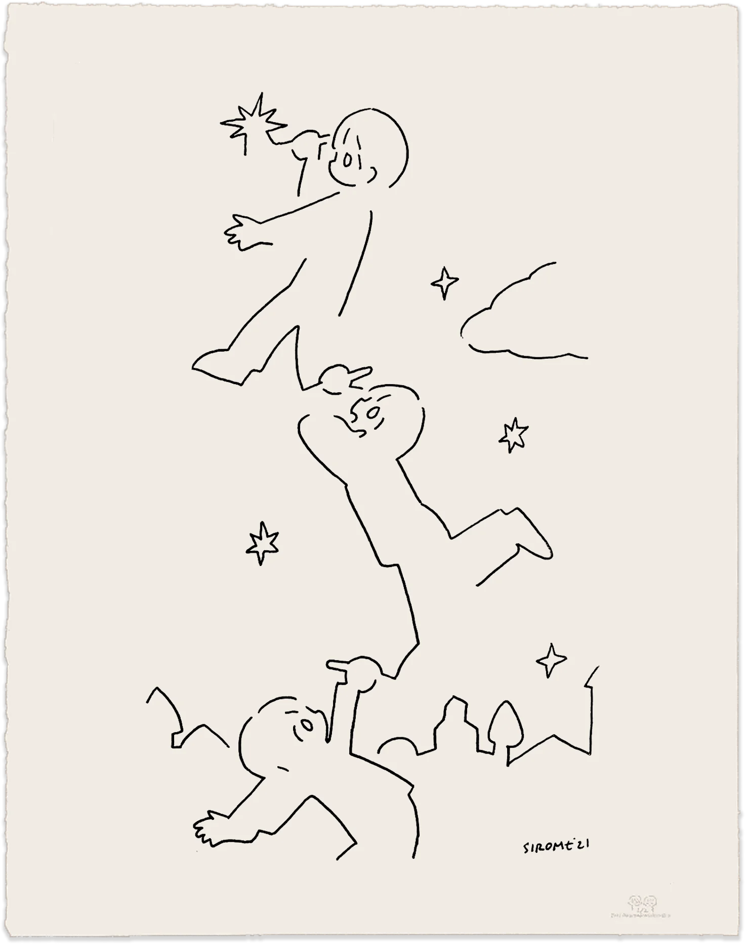 「たぶん僕は絵を愛してる 人間が絵に出会えたことを尊く思う 絵は言葉や世代をこえて 人の内にある美しさを明らかにする 星空を見上げるように 絵を描くことが自由であってほしい と思う」というキャプションつきの絵